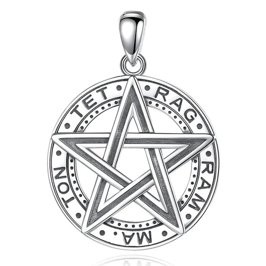 Colgante tetragrammaton con estrella en plata fina 950