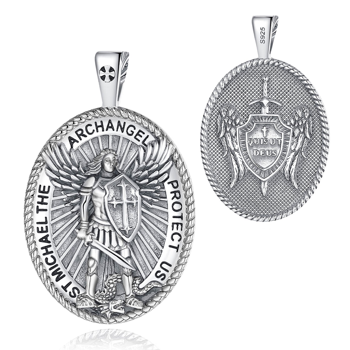 Colgante arcángel san Miguel en plata 925, todos los símbolos